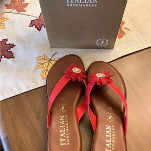 Italian Shoemakers Red Floral Sandals